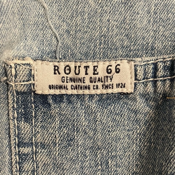 Route 66 Vintage 90's Y2K Denim Jean Overall Shorts Floral Embroidery Size L - Picture 11 of 13
